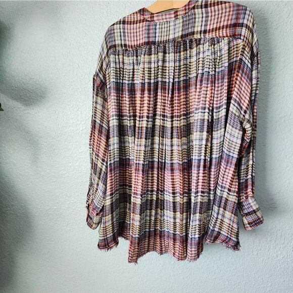 Free people freestyle raw hem balloon sleeves oversized blouse - Picture 8 of 13